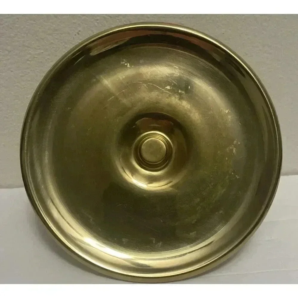 Vintage Solid Brass Pillar Candle‎ Holder 6 1/2”W x 2 3/4” H